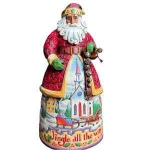 Jim Shore "Bells on Bobtail Ring" Santa with Jingle Bells Excellent Condition